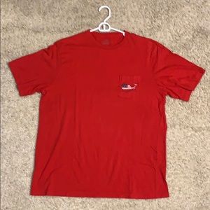 Vineyard Vines Men’s Red American Pocket Tee L